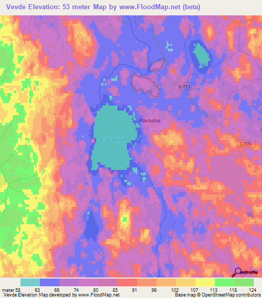 Vevde,Sweden Elevation Map