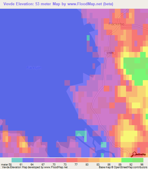 Vevde,Sweden Elevation Map