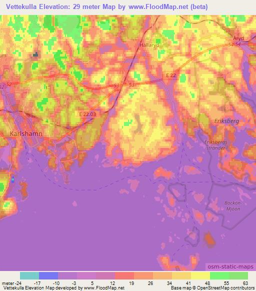 Vettekulla,Sweden Elevation Map