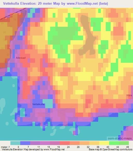 Vettekulla,Sweden Elevation Map