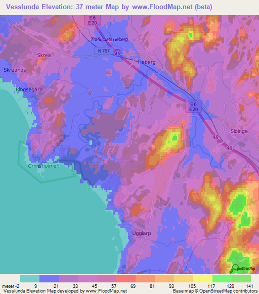 Vesslunda,Sweden Elevation Map