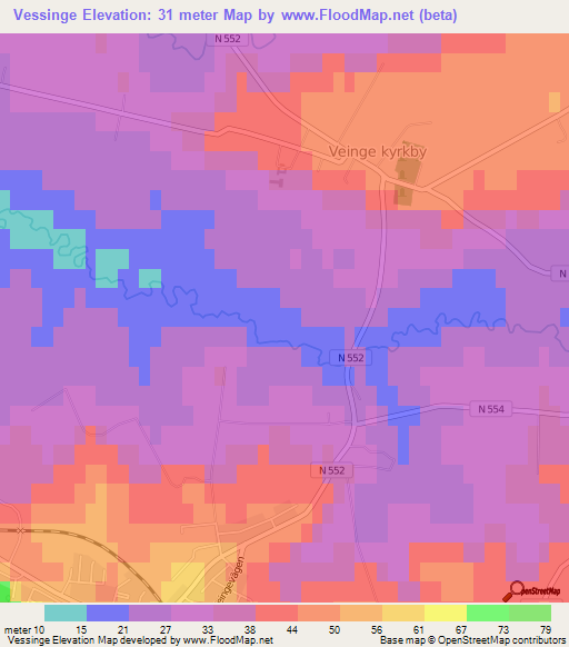 Vessinge,Sweden Elevation Map