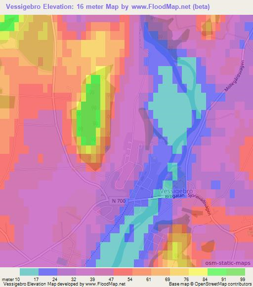 Vessigebro,Sweden Elevation Map