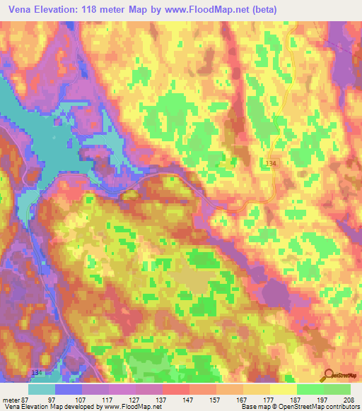 Vena,Sweden Elevation Map