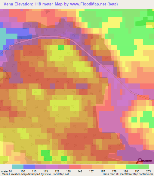 Vena,Sweden Elevation Map