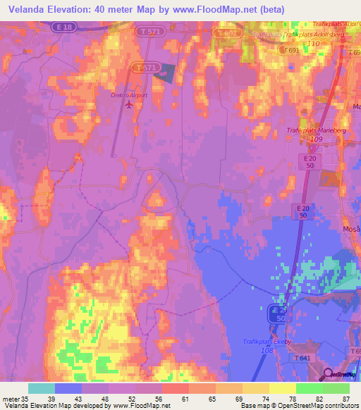 Velanda,Sweden Elevation Map