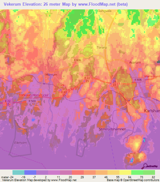 Vekerum,Sweden Elevation Map