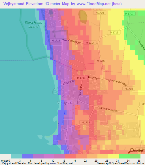 Vejbystrand,Sweden Elevation Map