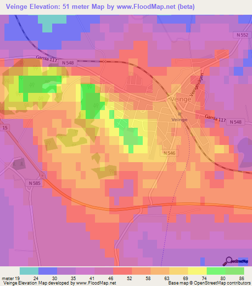 Veinge,Sweden Elevation Map