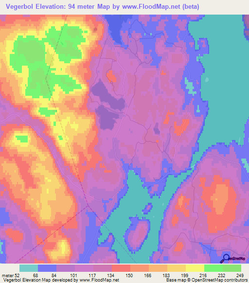 Vegerbol,Sweden Elevation Map