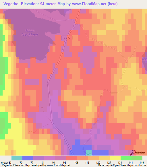 Vegerbol,Sweden Elevation Map