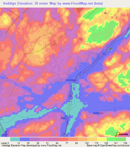 Veddige,Sweden Elevation Map