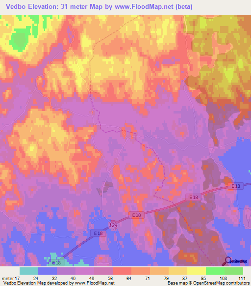 Vedbo,Sweden Elevation Map