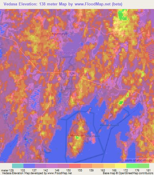 Vedasa,Sweden Elevation Map