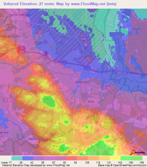 Veberod,Sweden Elevation Map