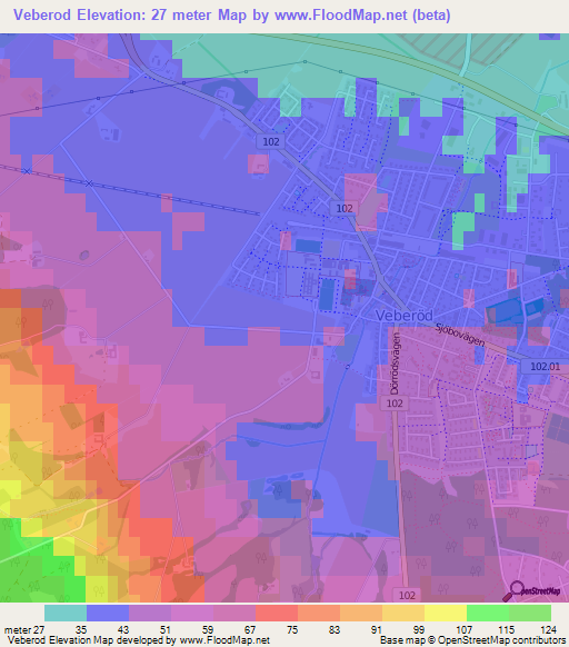 Veberod,Sweden Elevation Map