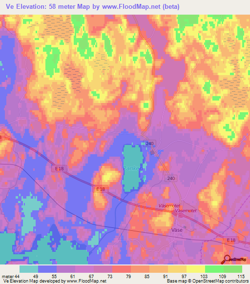 Ve,Sweden Elevation Map