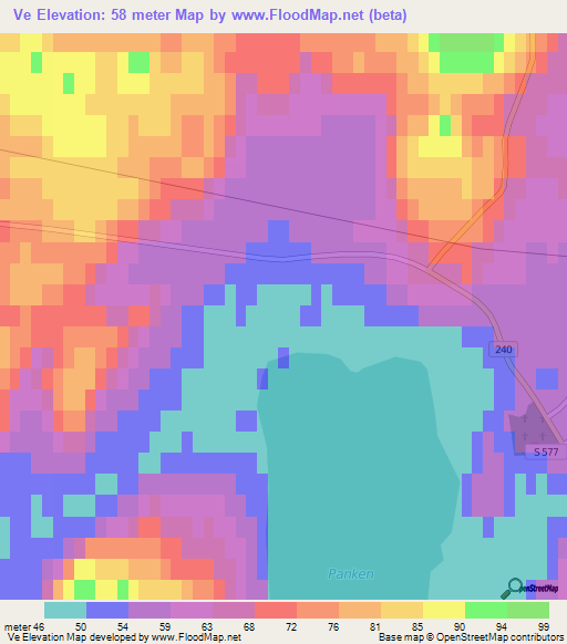 Ve,Sweden Elevation Map