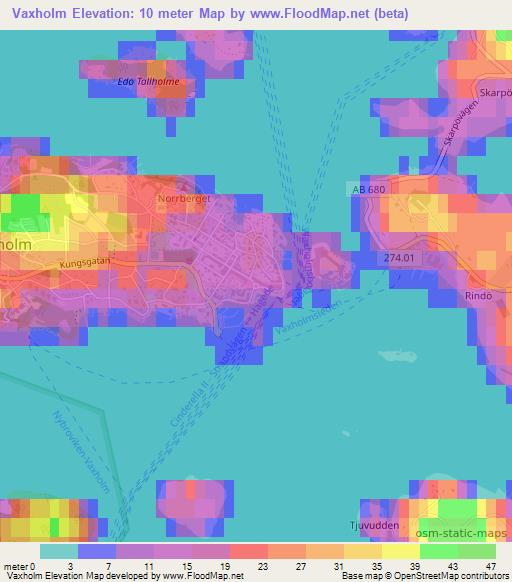 Vaxholm,Sweden Elevation Map