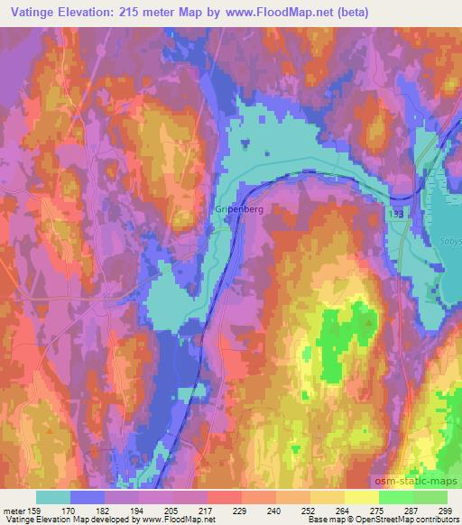 Vatinge,Sweden Elevation Map