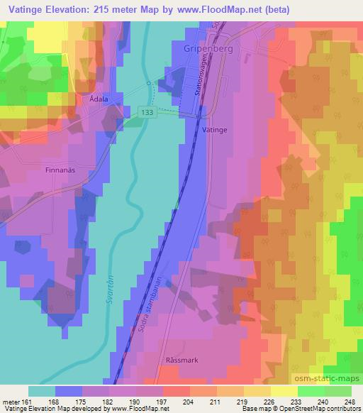 Vatinge,Sweden Elevation Map