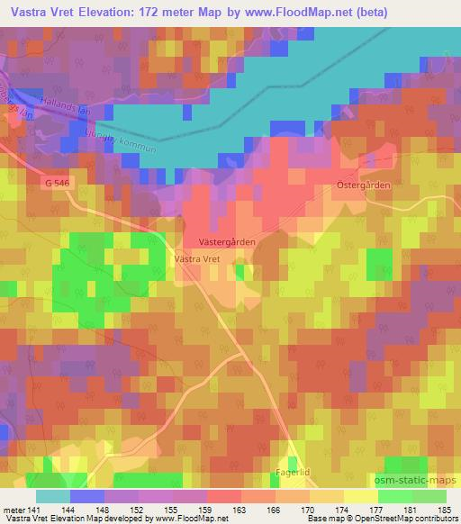 Vastra Vret,Sweden Elevation Map