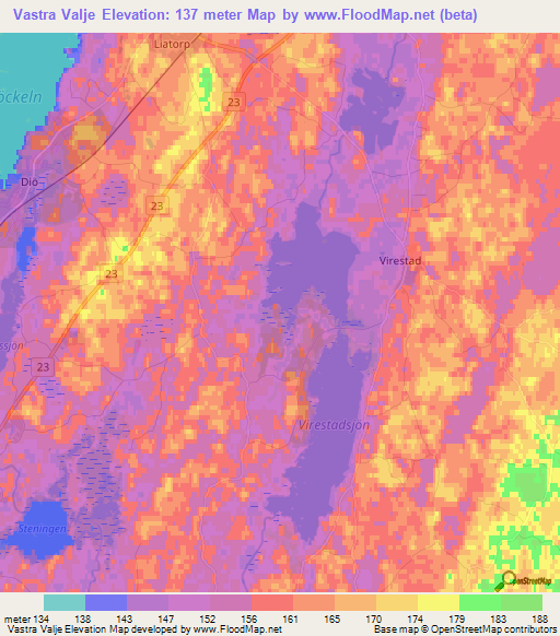 Vastra Valje,Sweden Elevation Map