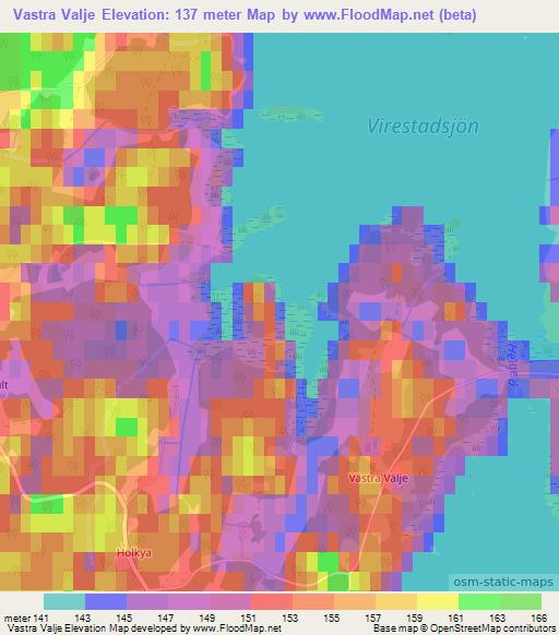 Vastra Valje,Sweden Elevation Map