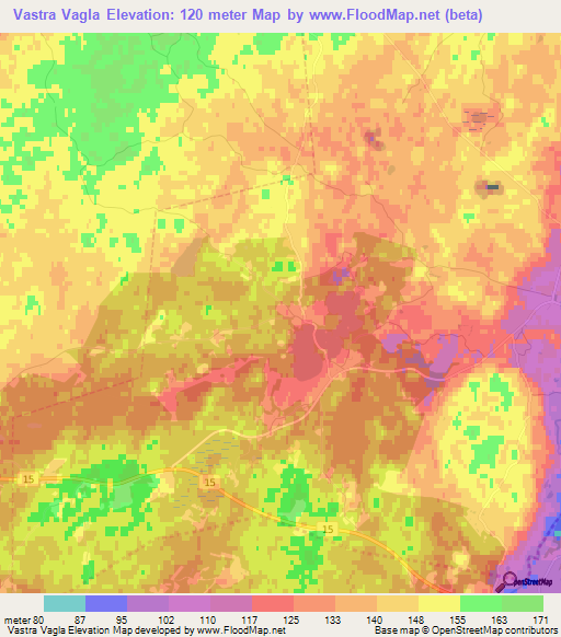 Vastra Vagla,Sweden Elevation Map