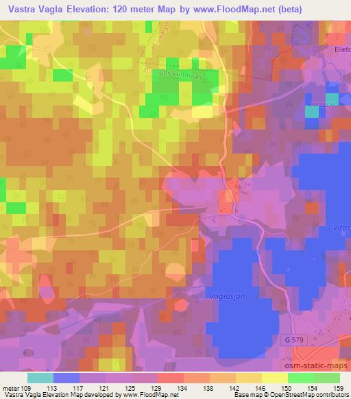 Vastra Vagla,Sweden Elevation Map