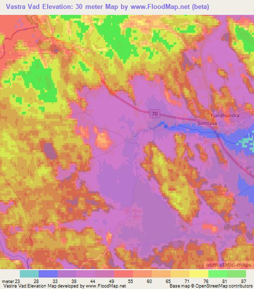 Vastra Vad,Sweden Elevation Map