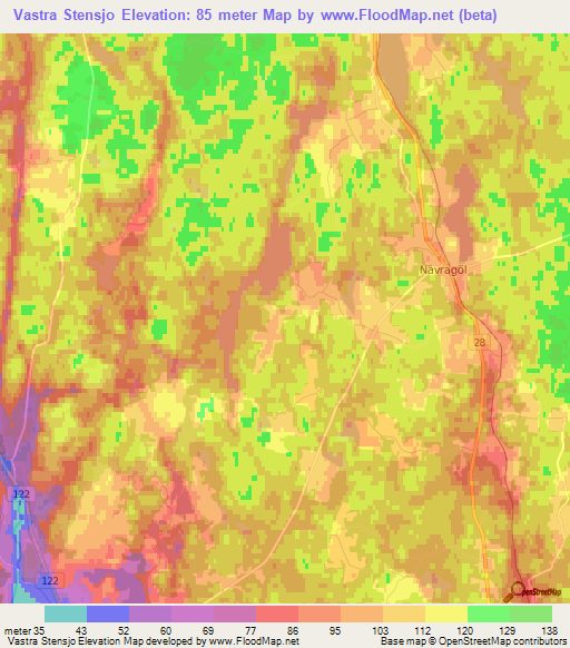 Vastra Stensjo,Sweden Elevation Map