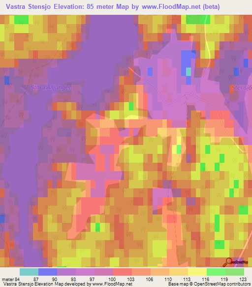 Vastra Stensjo,Sweden Elevation Map