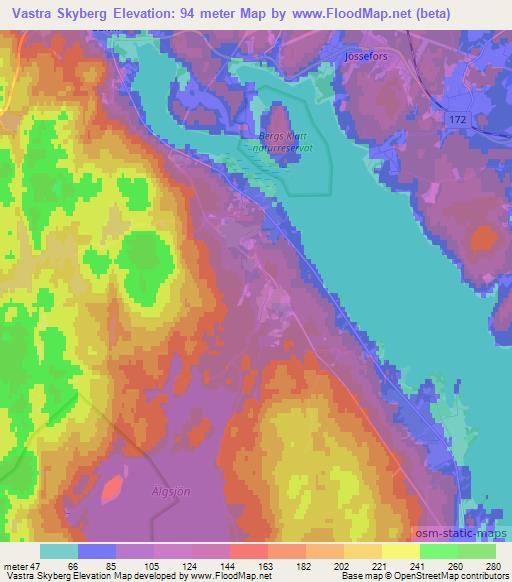 Vastra Skyberg,Sweden Elevation Map