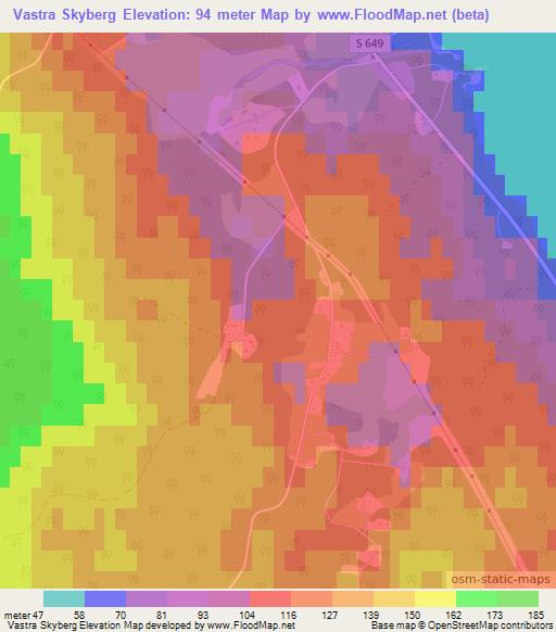 Vastra Skyberg,Sweden Elevation Map