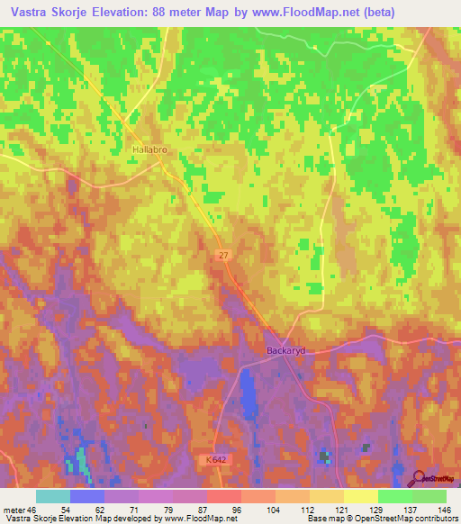 Vastra Skorje,Sweden Elevation Map