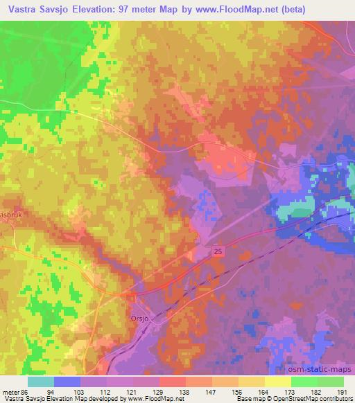 Vastra Savsjo,Sweden Elevation Map