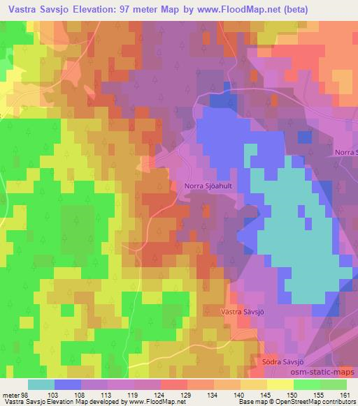 Vastra Savsjo,Sweden Elevation Map