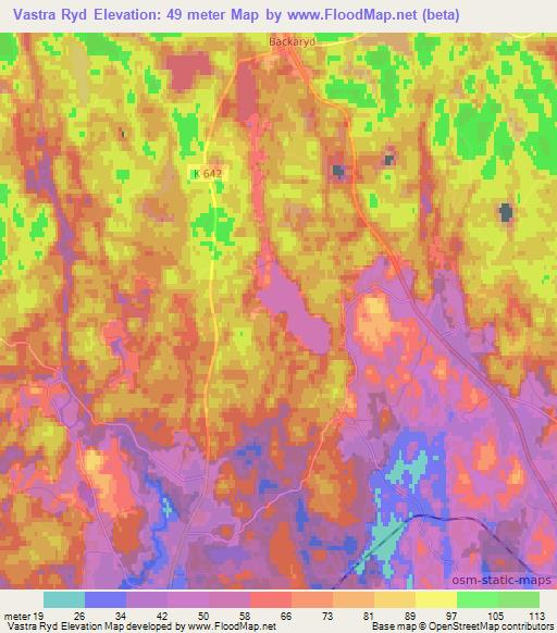 Vastra Ryd,Sweden Elevation Map