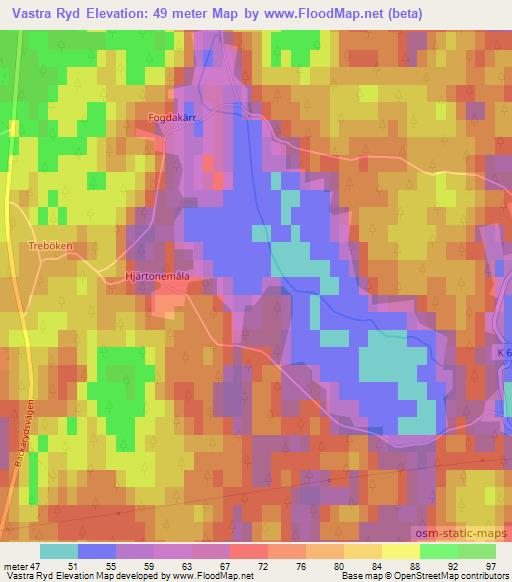 Vastra Ryd,Sweden Elevation Map