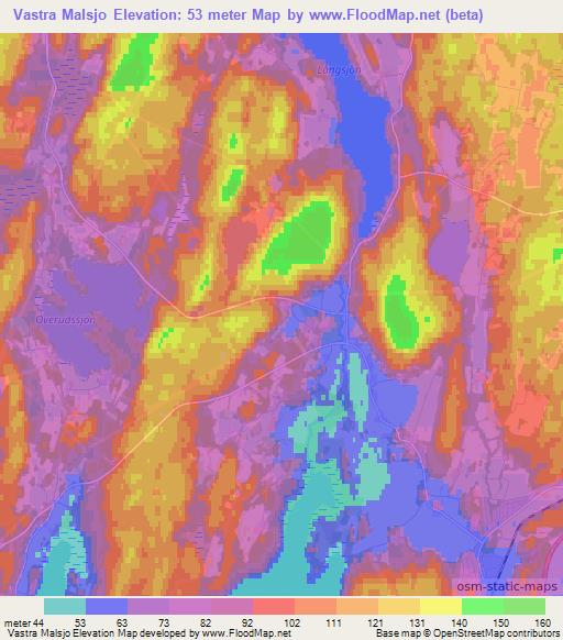 Vastra Malsjo,Sweden Elevation Map