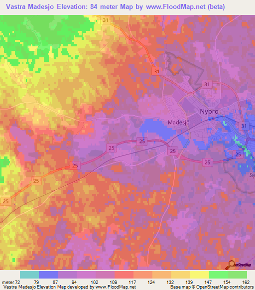 Vastra Madesjo,Sweden Elevation Map