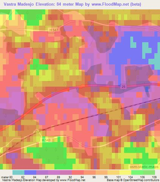 Vastra Madesjo,Sweden Elevation Map