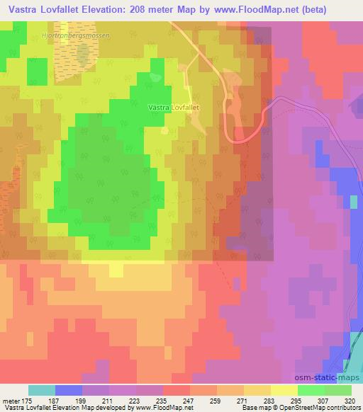 Vastra Lovfallet,Sweden Elevation Map