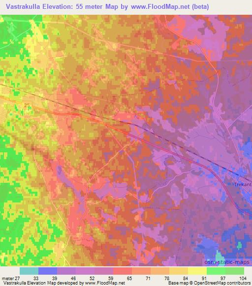 Vastrakulla,Sweden Elevation Map