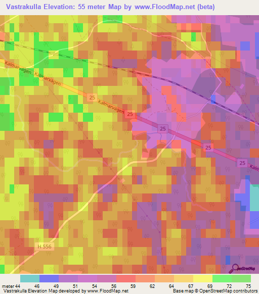 Vastrakulla,Sweden Elevation Map