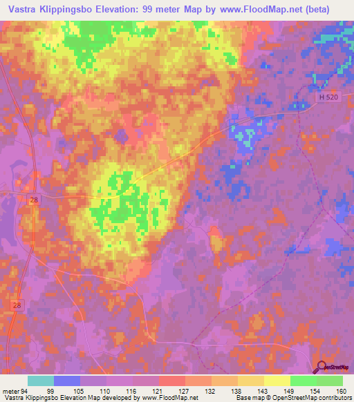 Vastra Klippingsbo,Sweden Elevation Map