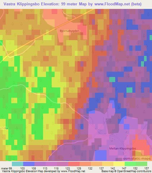 Vastra Klippingsbo,Sweden Elevation Map