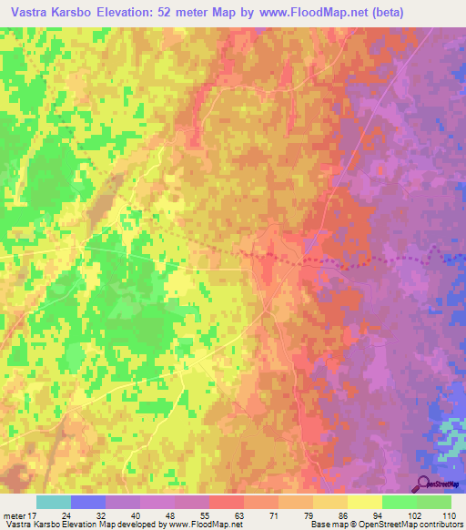 Vastra Karsbo,Sweden Elevation Map