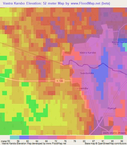 Vastra Karsbo,Sweden Elevation Map